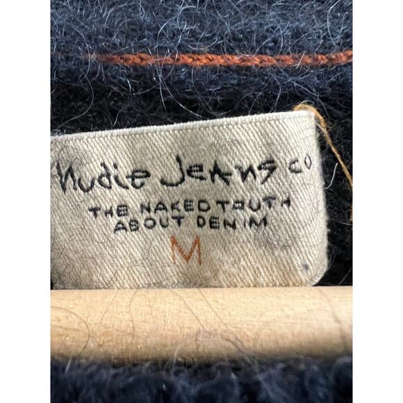 Nudie Jeans Hampus Striped Mohair Blend Sweater Black Navy Stripe size M - Picture 6 of 6